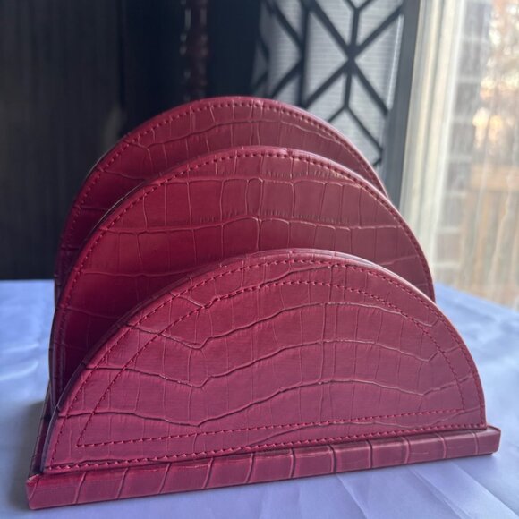 Cherry/Burgundy Leather-like Letter Holder - Picture 2 of 6